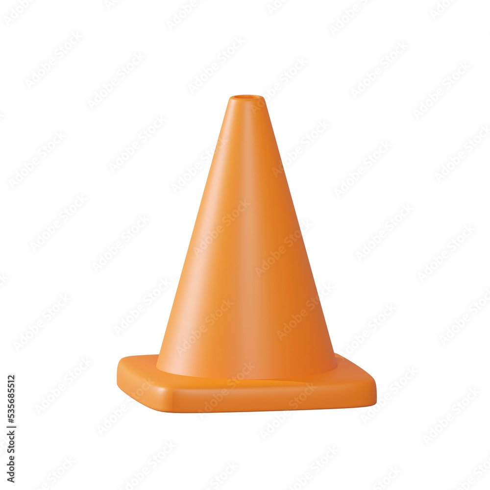 3d object Rendering of traffic cone. Under construction concept. 3d object Rendering of traffic cone. Under construction concept.