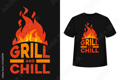 Grill Chill modern typography lettering t-shirt or poster design. Vector illustration inspiration quote logo text for business, print and advertising.
