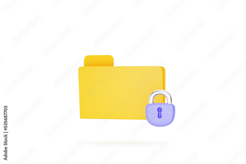 Folder icon with lock secret security document directory encryption technology icon or symbol background 3D illustration Folder icon with lock secret security document directory encryption technology icon or symbol background 3D illustration