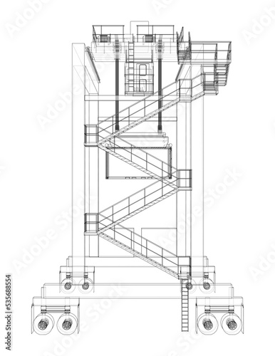 Port cargo crane. Vector