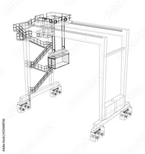 Port cargo crane. Vector