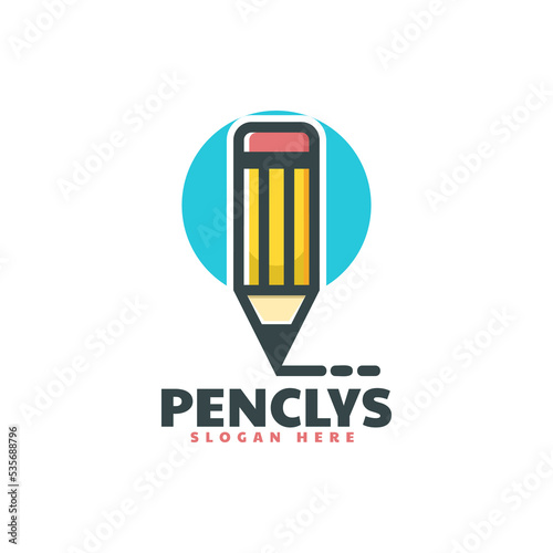 Vector Logo Illustration Pencil Simple Mascot Style.