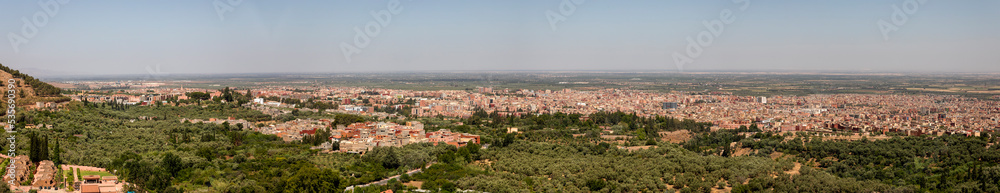 Panoramic view of the town of Beni Mellal which is a city of Morocco, located between the Middle Atlas and the plain of Tadla, in the center of the country.