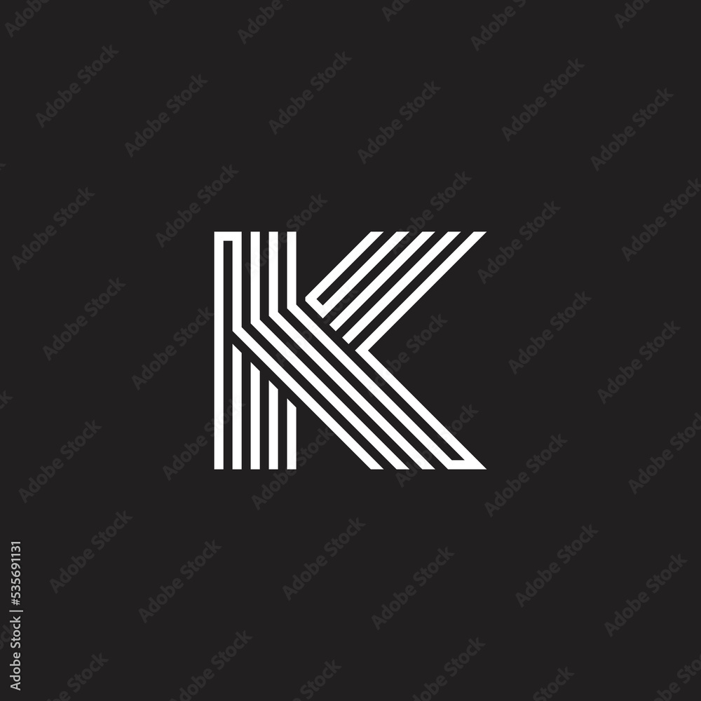 letter k stripes linear linked logo vector letter k stripes linear linked logo vector