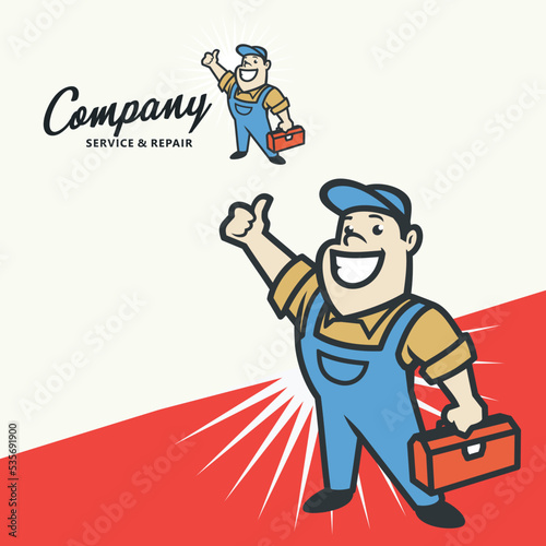 50s Service & Repair Vintage Mascot