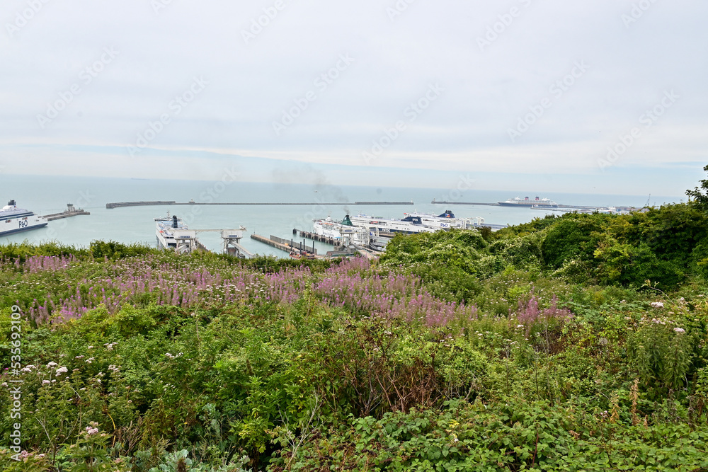 Blick auf den Hafen von Dover / Dover ferries