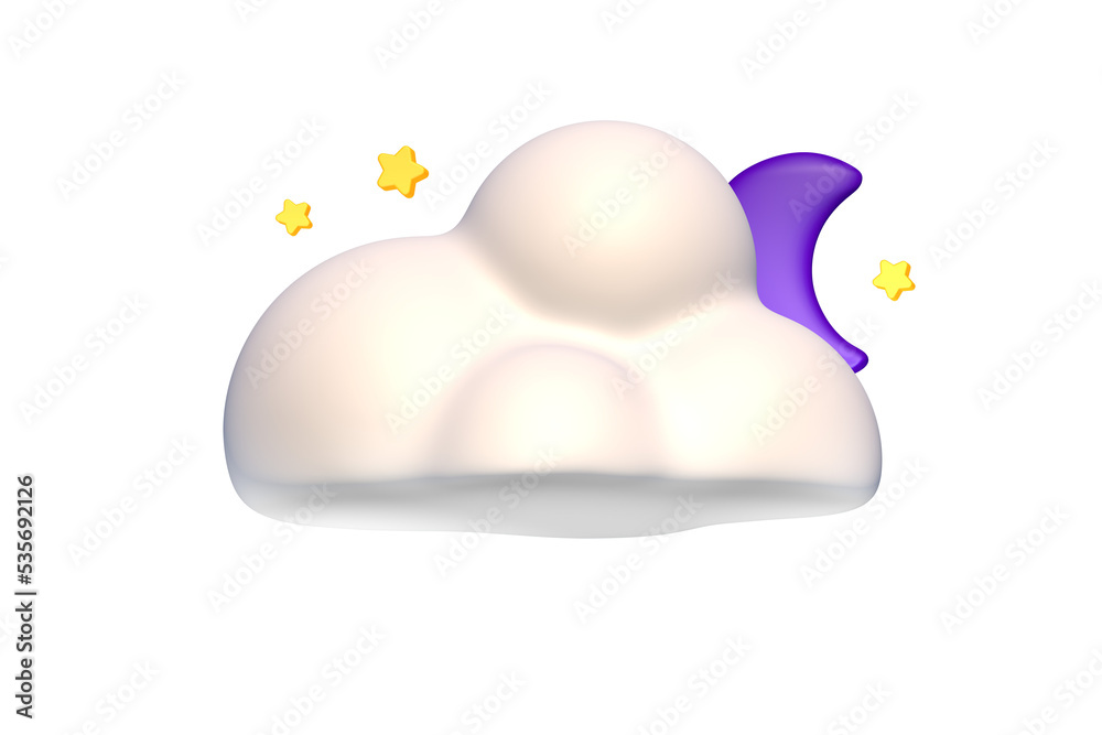 White 3d clouds isolated. Render soft round cartoon fluffy clouds icon in the blue sky White 3d clouds isolated. Render soft round cartoon fluffy clouds icon in the blue sky