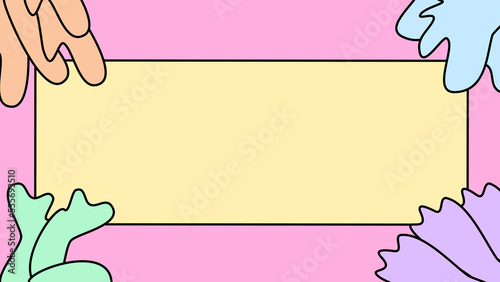  Pink Frame card hand drawing retro colorful Vector
