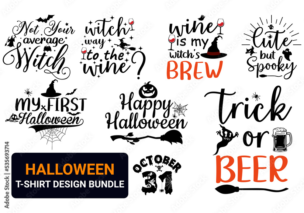 Halloween SVG Bundle. Typography  halloween T-shirt Design SVG Bundle.