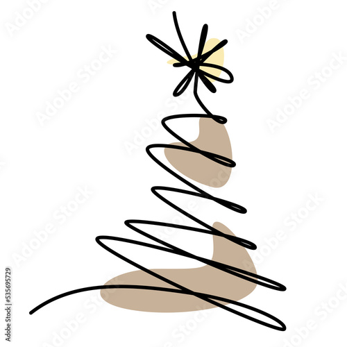 christmas tree glowing ornament for christmas tree decoration continuous one line design with color