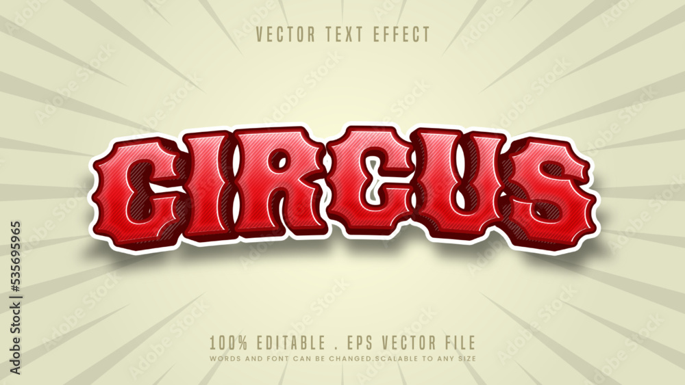 Circus 3d editable text effect font style