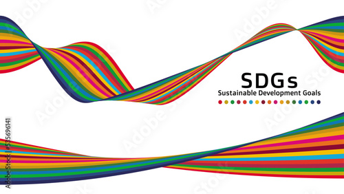 持続可能な開発目標 SDGsのコンセプトカラーである17色のリボンアートです デザイン ベクター