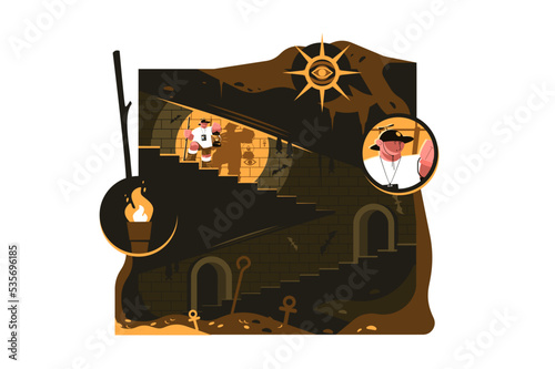 Dungeon crawler corridors with hidden treasures
