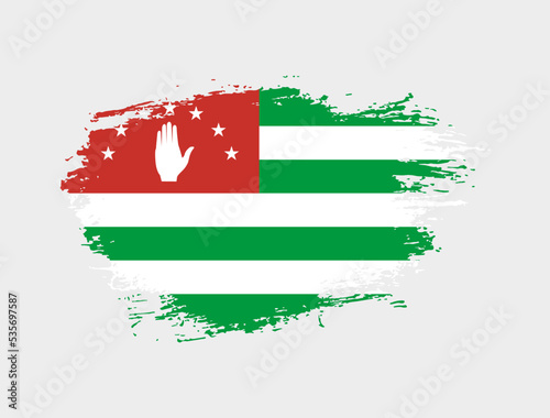 Classic brush stroke painted national Abkhazia country flag illustration
