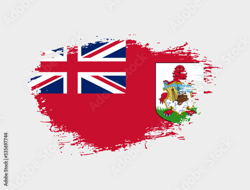 Classic brush stroke painted national Bermuda country flag illustration