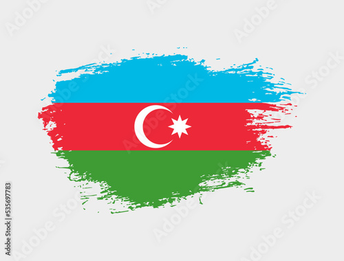 Classic brush stroke painted national Azerbaijan country flag illustration