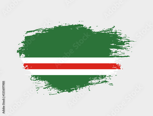 Classic brush stroke painted national Chechen Republic of Ichkeria country flag illustration