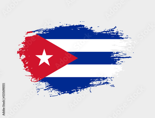 Classic brush stroke painted national Cuba country flag illustration