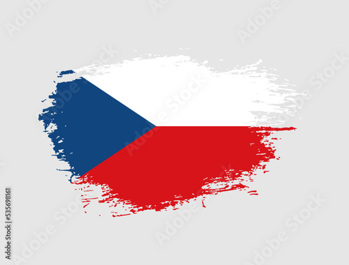 Classic brush stroke painted national Czechia country flag illustration