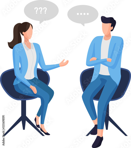 a man and a woman converse