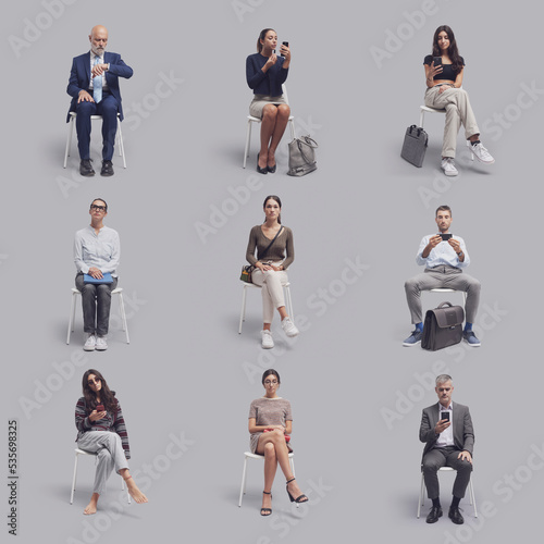 People sitting on a chair and waiting