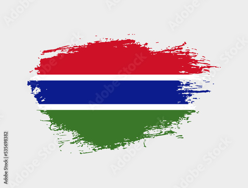 Classic brush stroke painted national Gambia country flag illustration