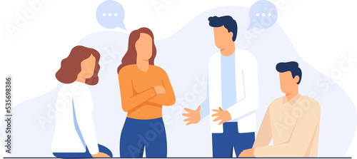 People are discussing to come to a conclusion, illustrator design and isolated background.