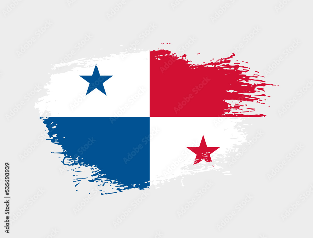 Fototapeta premium Classic brush stroke painted national Panama country flag illustration