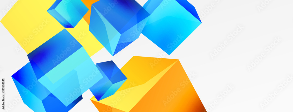 3d vector abstract background. Flying cubes composition. Trendy techno business template for wallpaper, banner, background or landing 3d vector abstract background. Flying cubes composition. Trendy techno business template for wallpaper, banner, background or landing