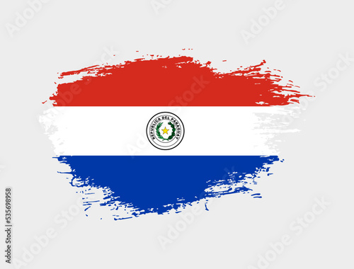 Classic brush stroke painted national Paraguay country flag illustration
