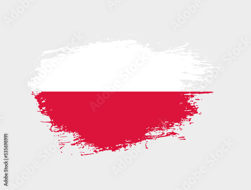 Classic brush stroke painted national Poland country flag illustration