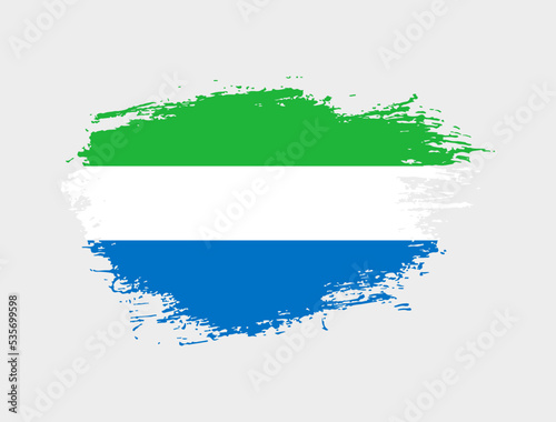 Classic brush stroke painted national Sierra Leone country flag illustration