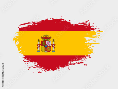 Classic brush stroke painted national Spain country flag illustration
