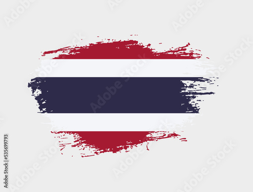 Classic brush stroke painted national Thailand country flag illustration