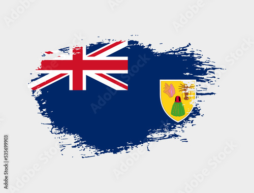 Classic brush stroke painted national Turks and Caicos Islands country flag illustration