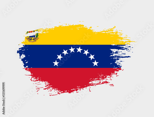 Classic brush stroke painted national Venezuela country flag illustration