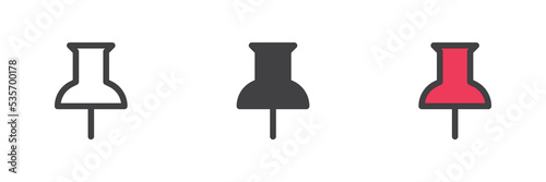 Push pin different style icon set