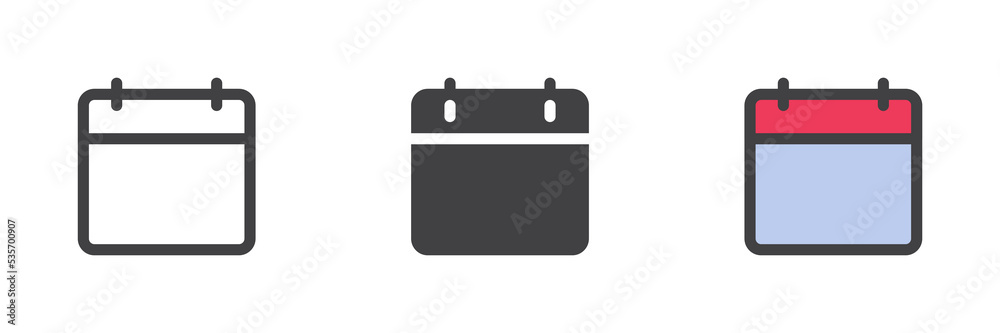 Calendar reminder different style icon set Calendar reminder different style icon set