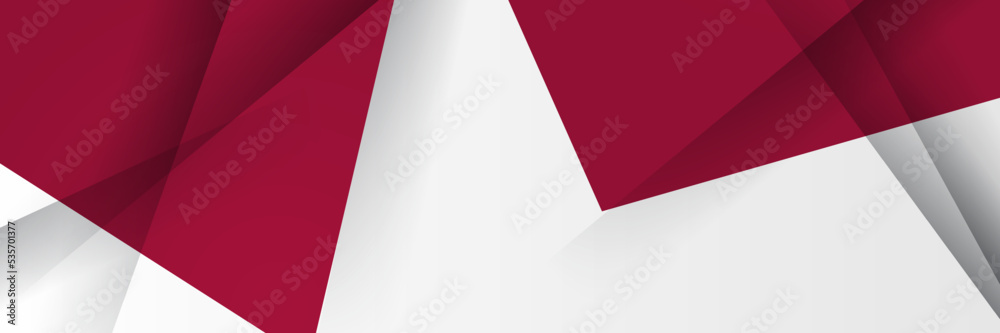 Modern red and white contrast abstract wide banner background. Vector abstract red wavy background. Curve flow motion