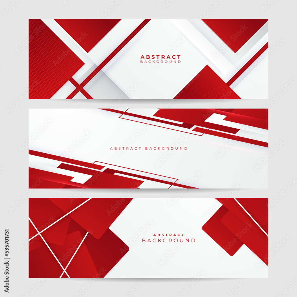 Modern red and white abstract banner background. Template corporate banner concept red black grey and white contrast background.