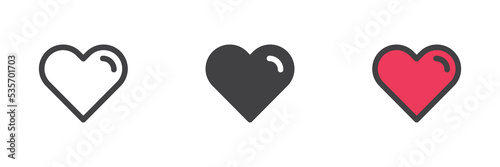 Heart shape different style icon set