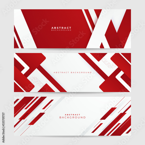 Red abstract wide banner background vector, modern corporate concept.
