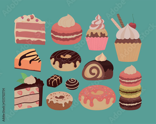 icons set, dessert food