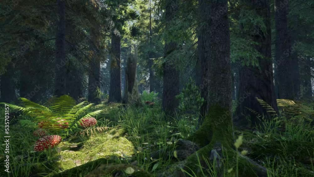 Scene with the breeze blowing into the woods. 3d rendering Scene with the breeze blowing into the woods. 3d rendering