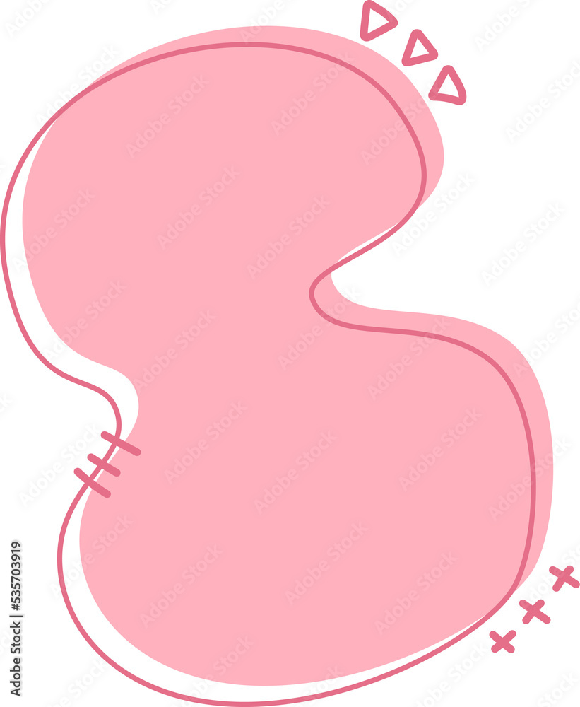 Quote text bubble freestyle shape abstract with pink color and pink line.