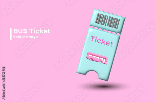 
Bus ticket card in 3D style photo