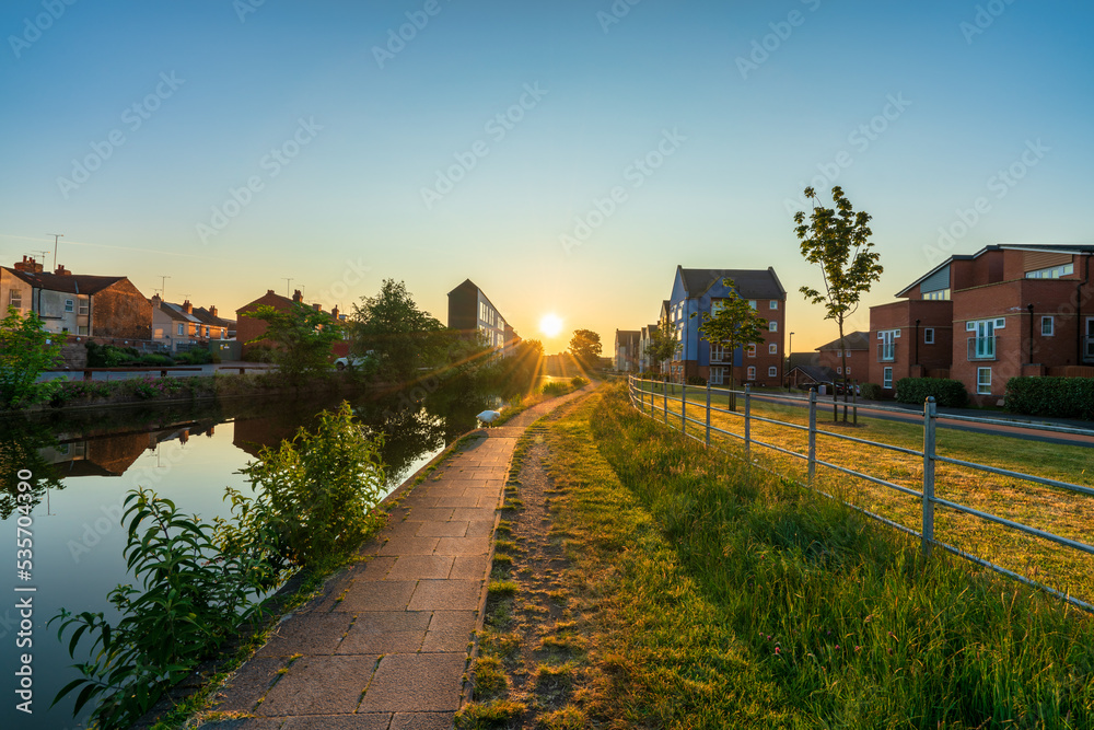 Coventry Canal on Sherbourne river at sunrise. England
