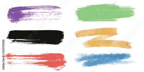 Colorful brushstroke design vector set
