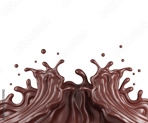 Chocolate splash with clipping path , 3D Rendering, 3D illustration