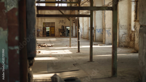 Inside empty abandoned industrial factory